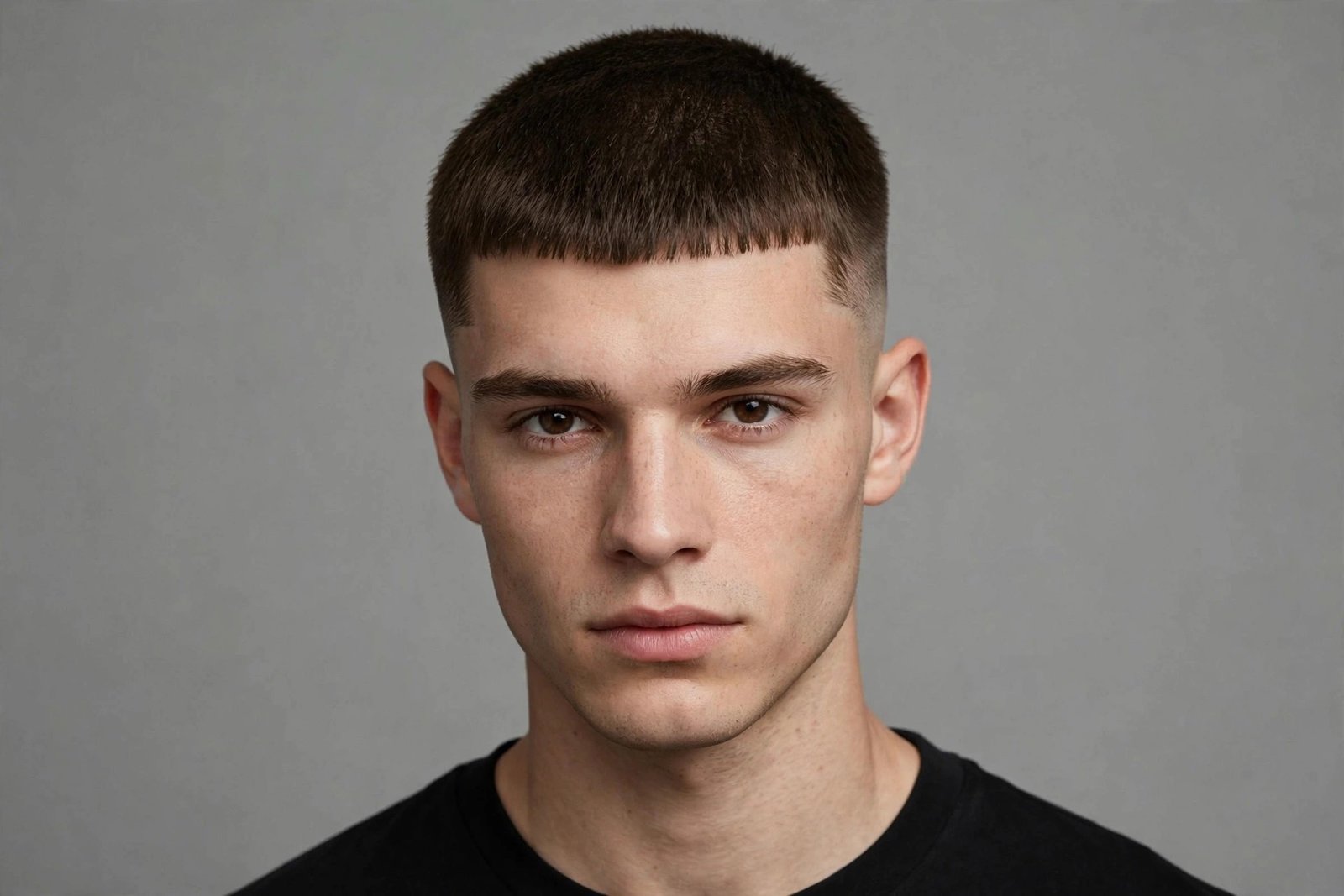 Short crop Edgar cut men with compact fringe and tight fade