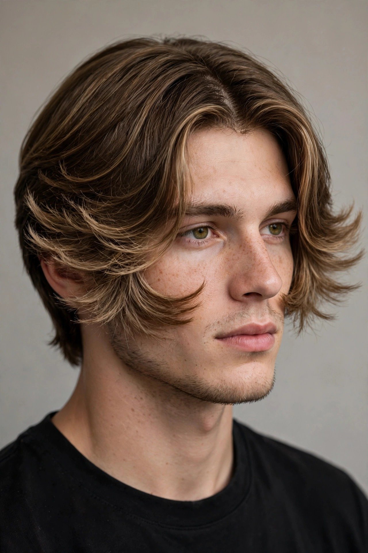 Feathered curtain layers haircut men, face framing feathered curtains with wings