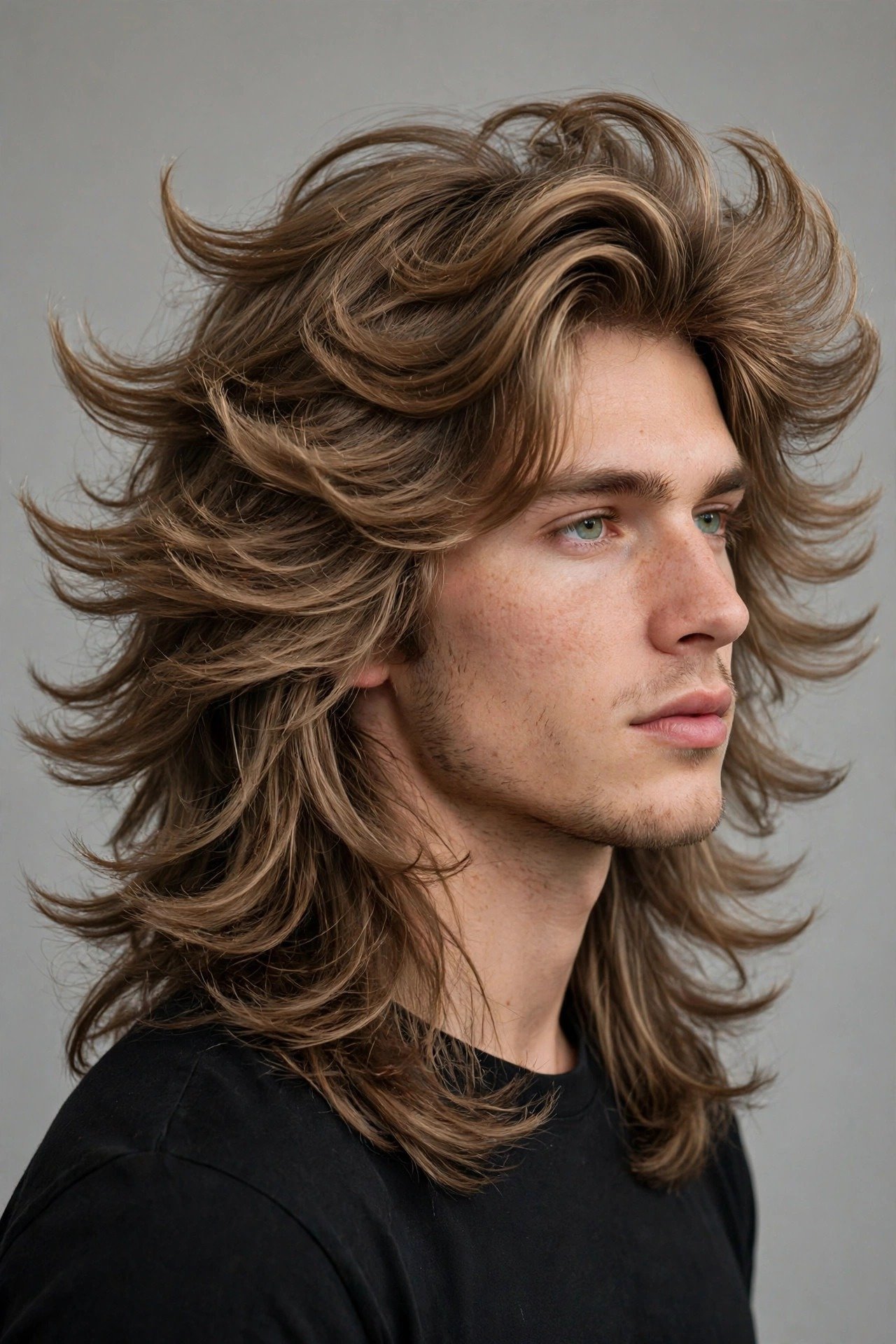 Feathered long layers haircut men, flowing feathered layers with soft wings