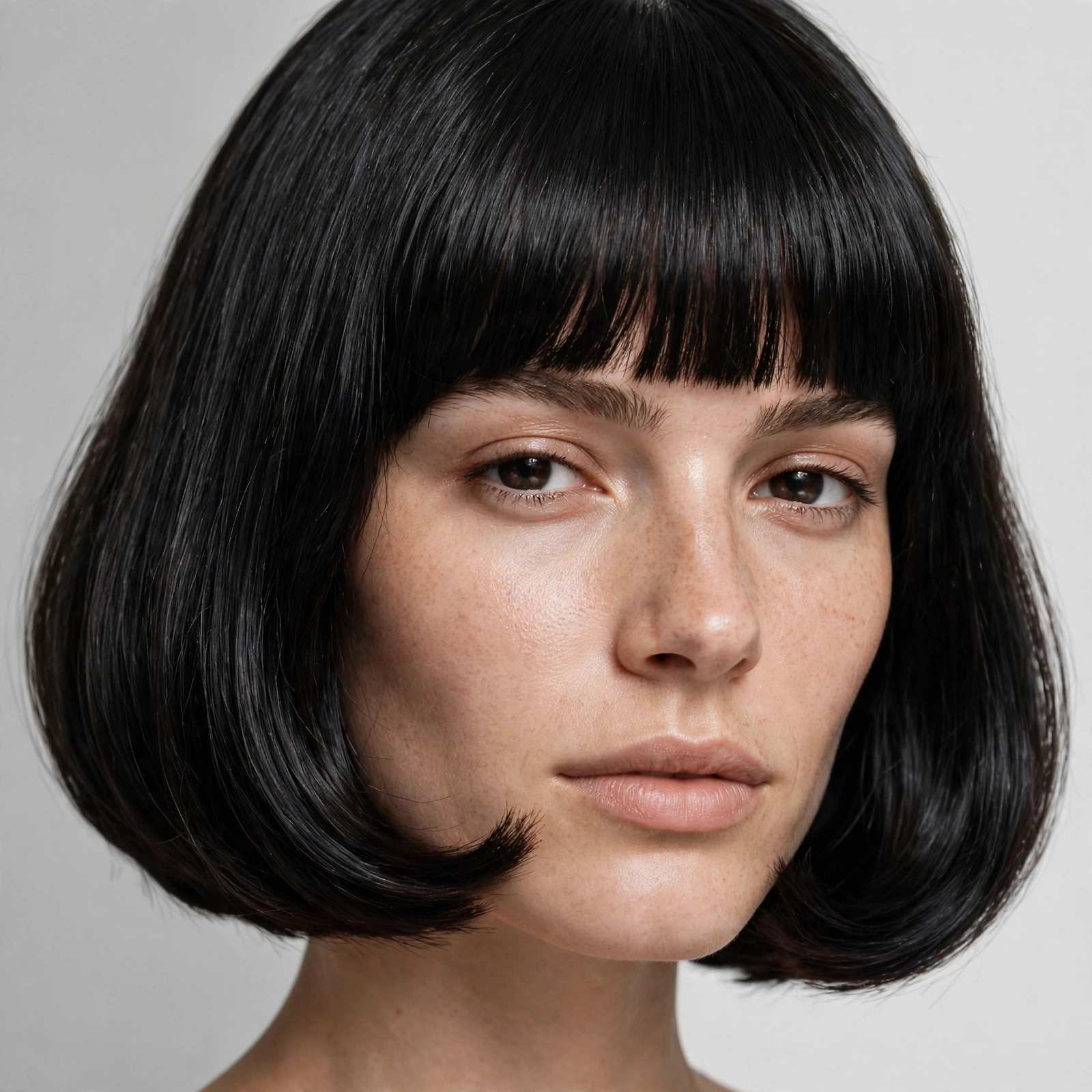 Classic French bob with full straight bangs