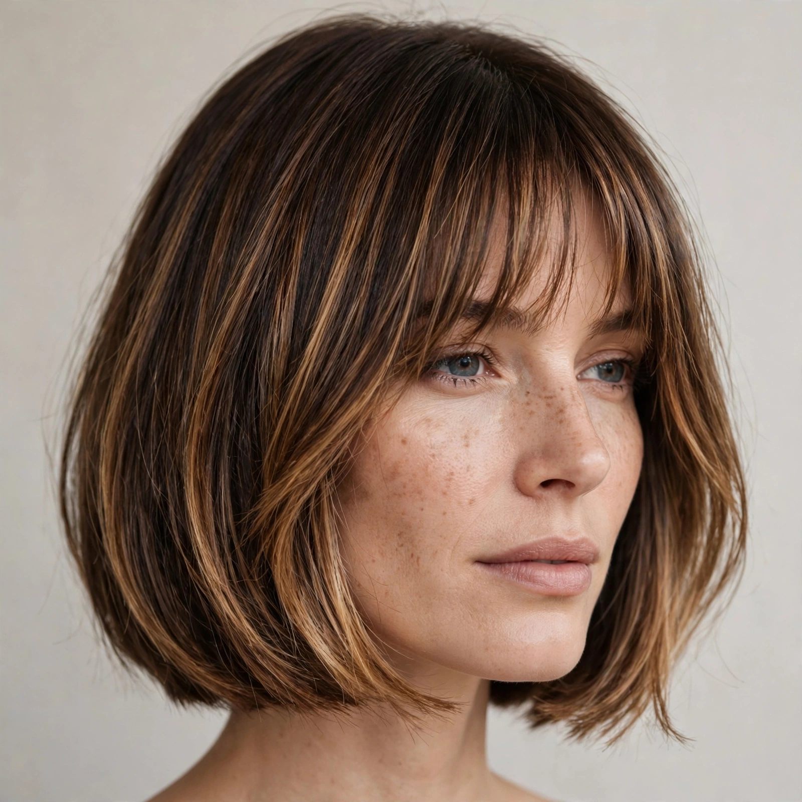 French bob with dimensional balayage color