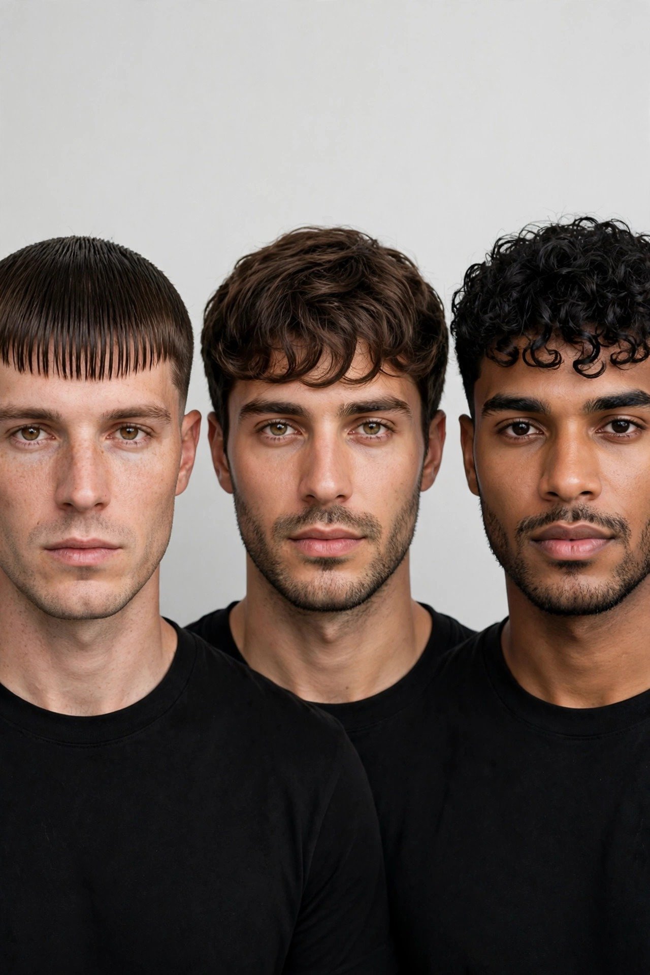 French crop on straight wavy and curly hair types compared
