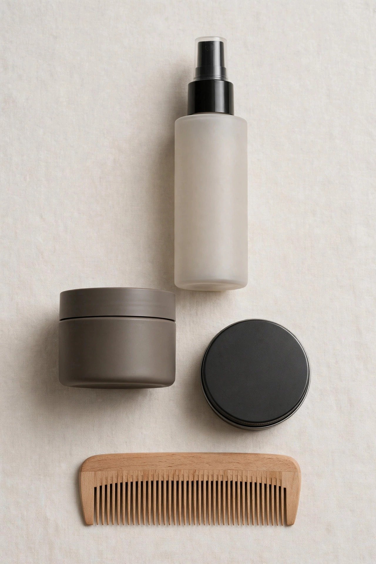 Hair styling products for french crop, clay pomade and texture spray