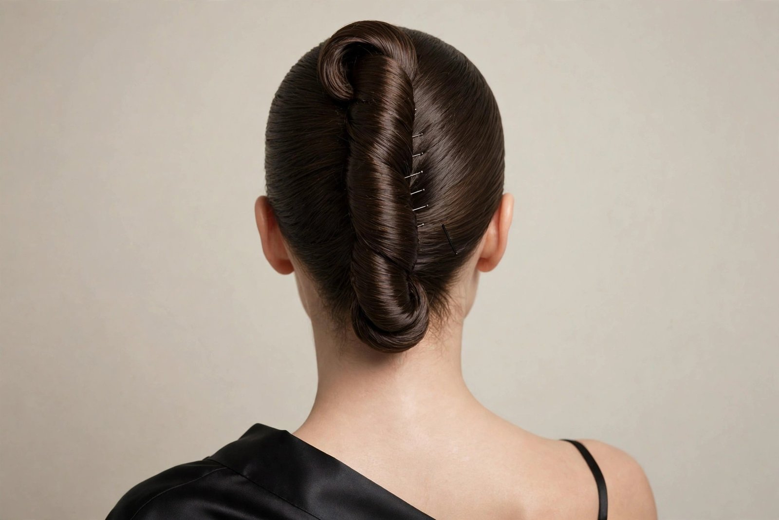 Classic smooth French twist updo for women