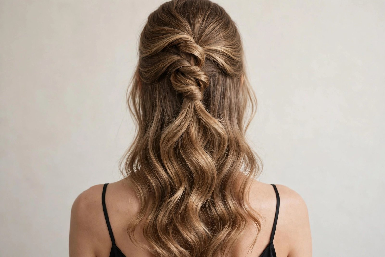 Half-up French twist with loose waves for women