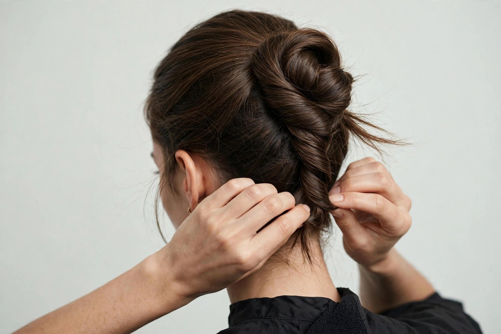 Step-by-step French twist styling routine for women