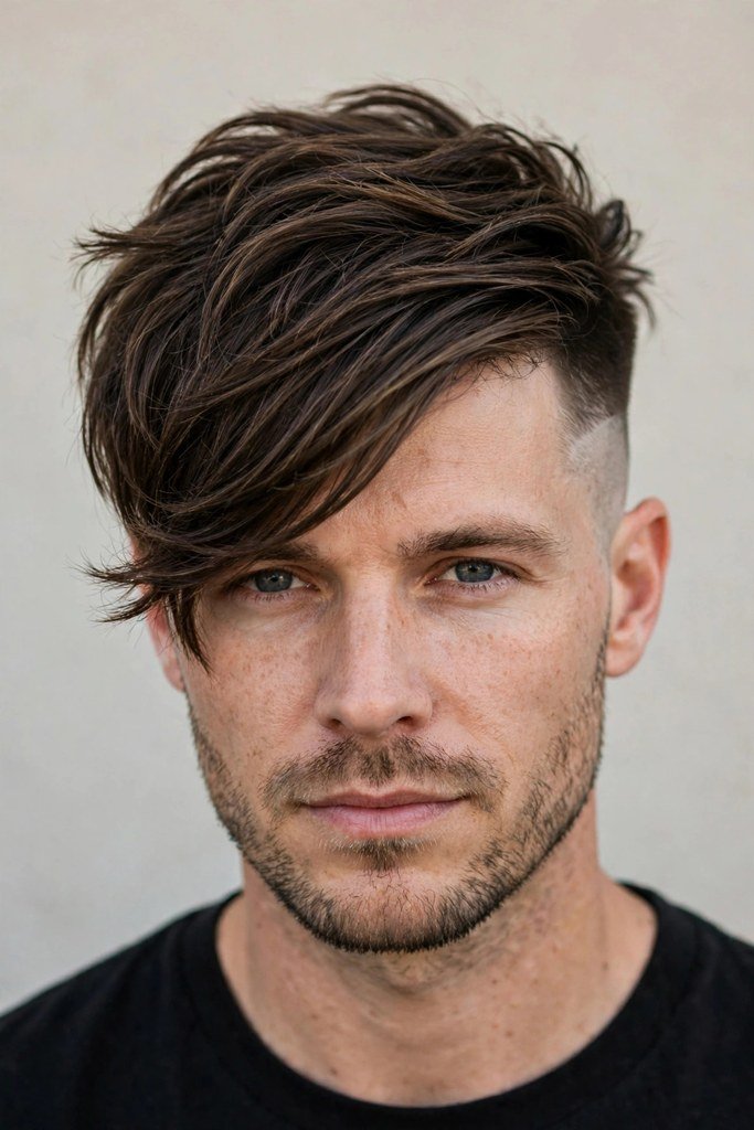 Fringe haircut with undercut for men