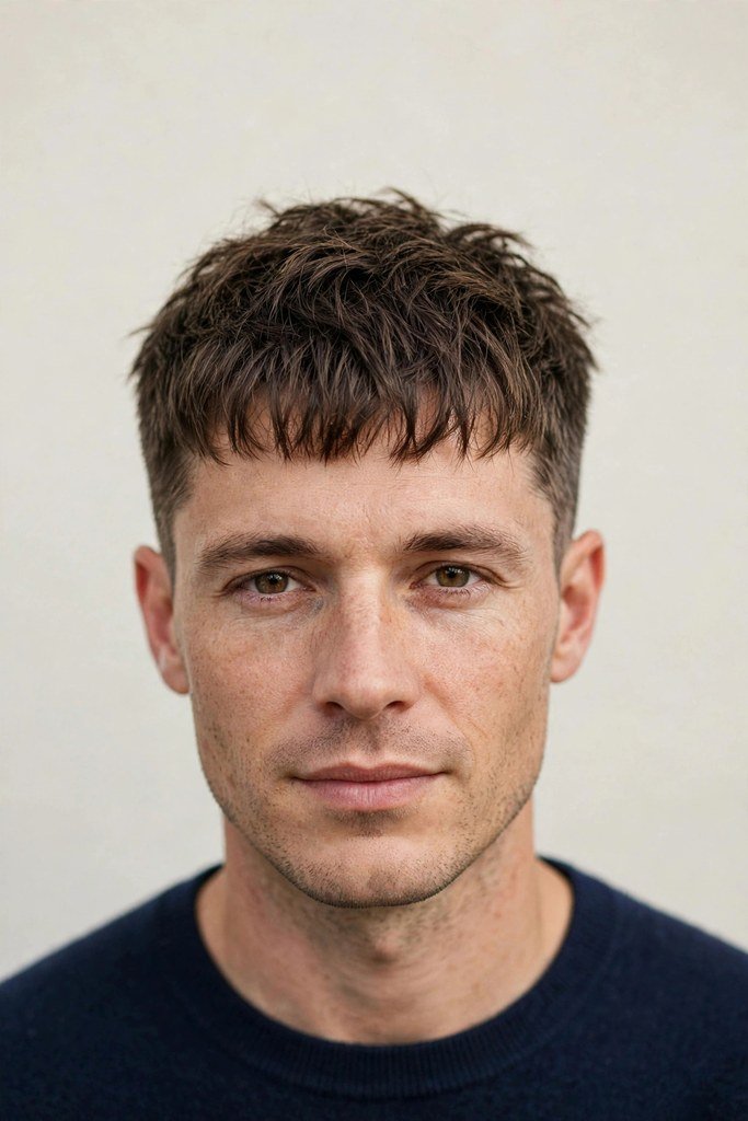 Short crop fringe haircut for men