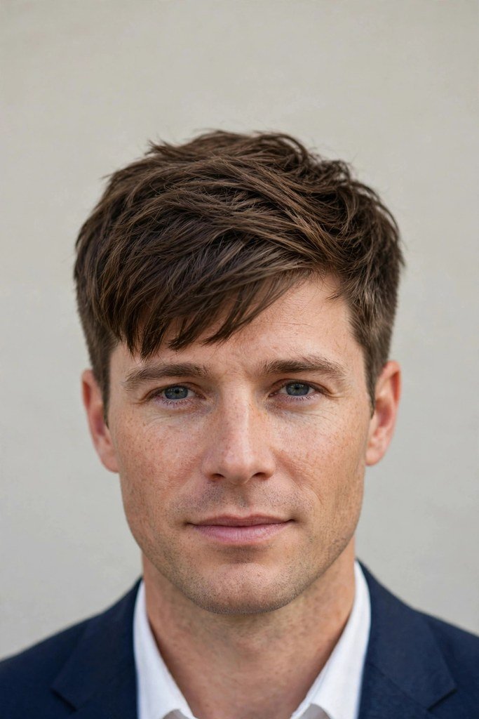 Fringe haircut with taper for men