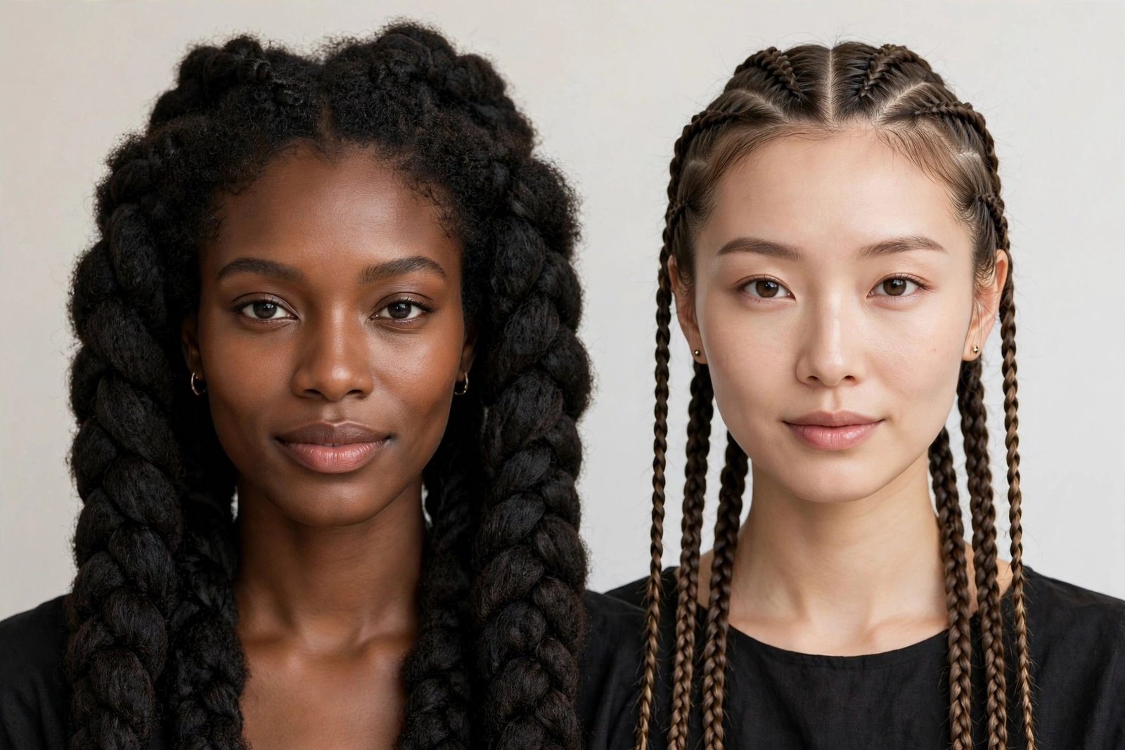 Goddess braids installed on natural 4c hair and on fine thin hair