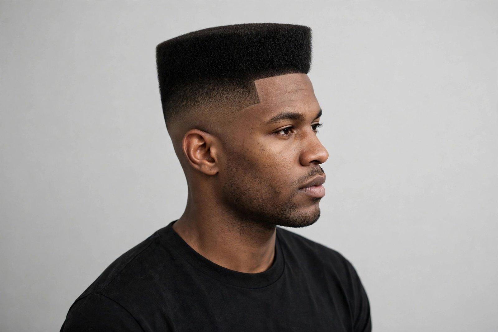 Classic clean high top fade on a man with tall squared hair and smooth faded sides