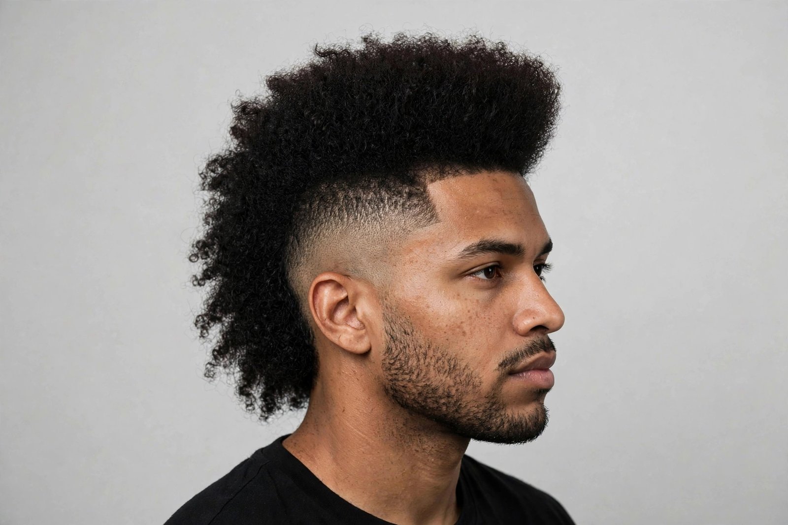 High top fade with temple taper, clean faded temples and tall top