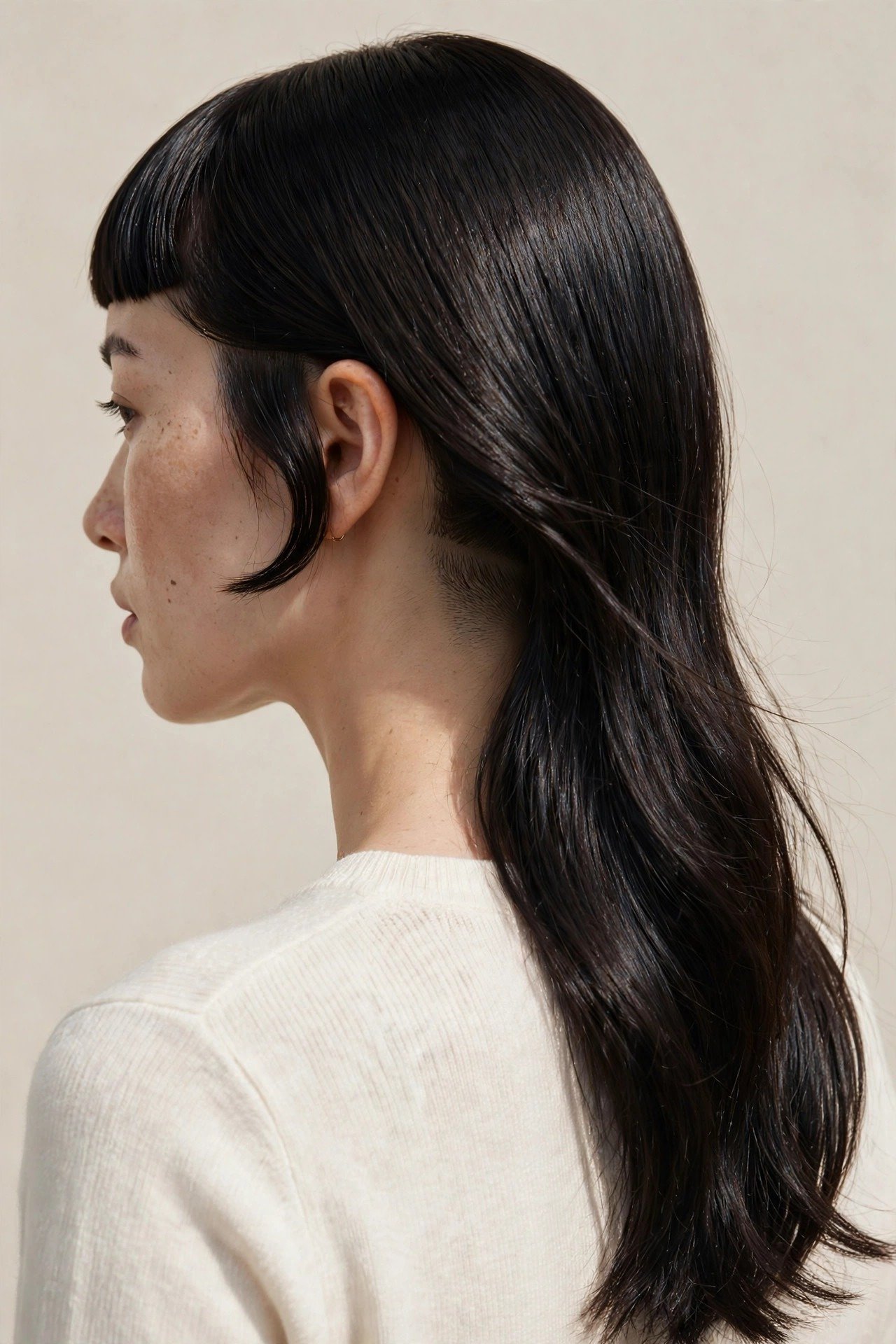 Hime cut with hidden undercut showing precision maintenance