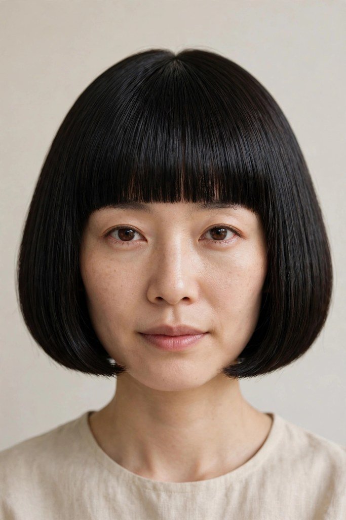 Japanese Bob Cuts: classic chin-length bob with clean lines