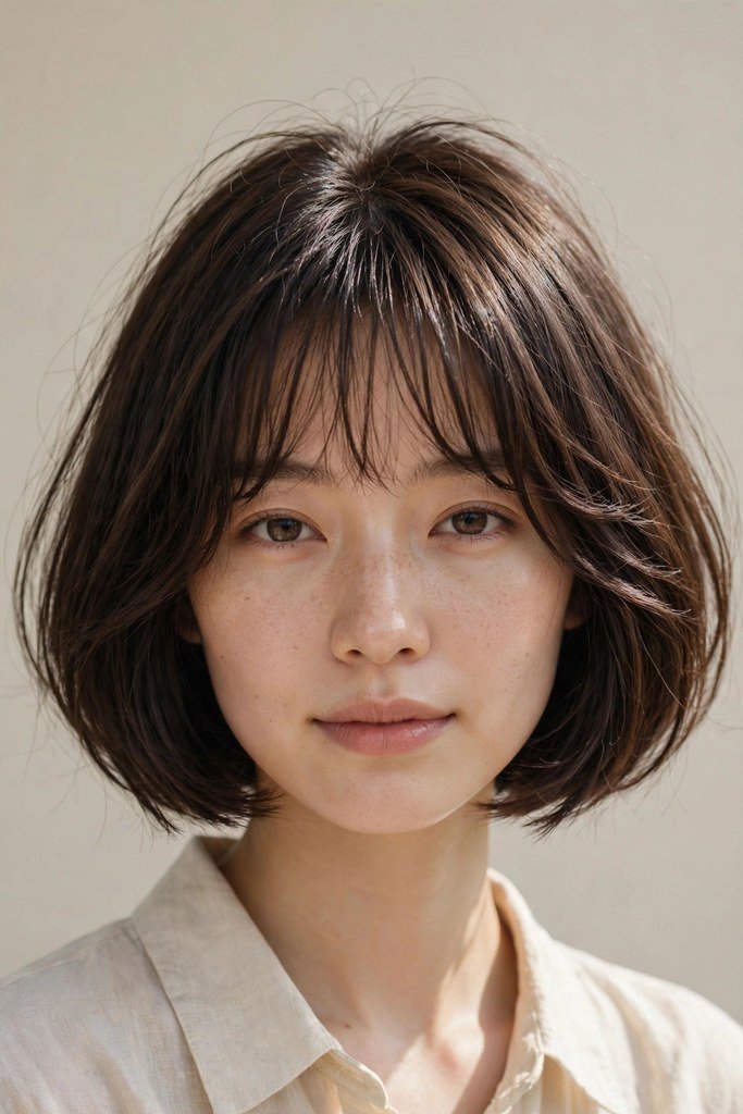 Japanese bob with wispy bangs