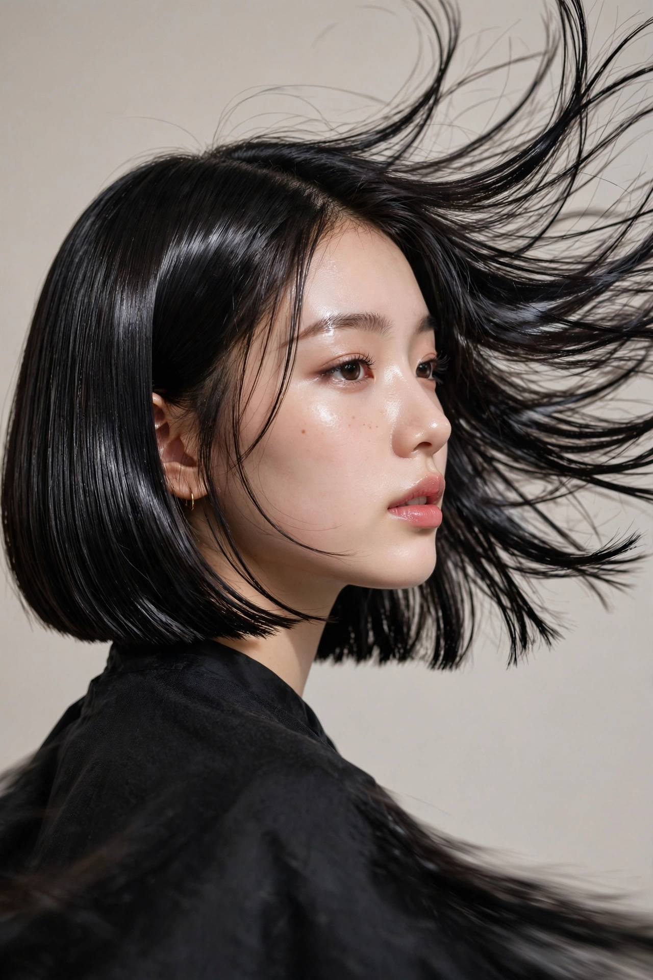 artistic arrangement showing several kpop bob variations on different women, salon lookbook style