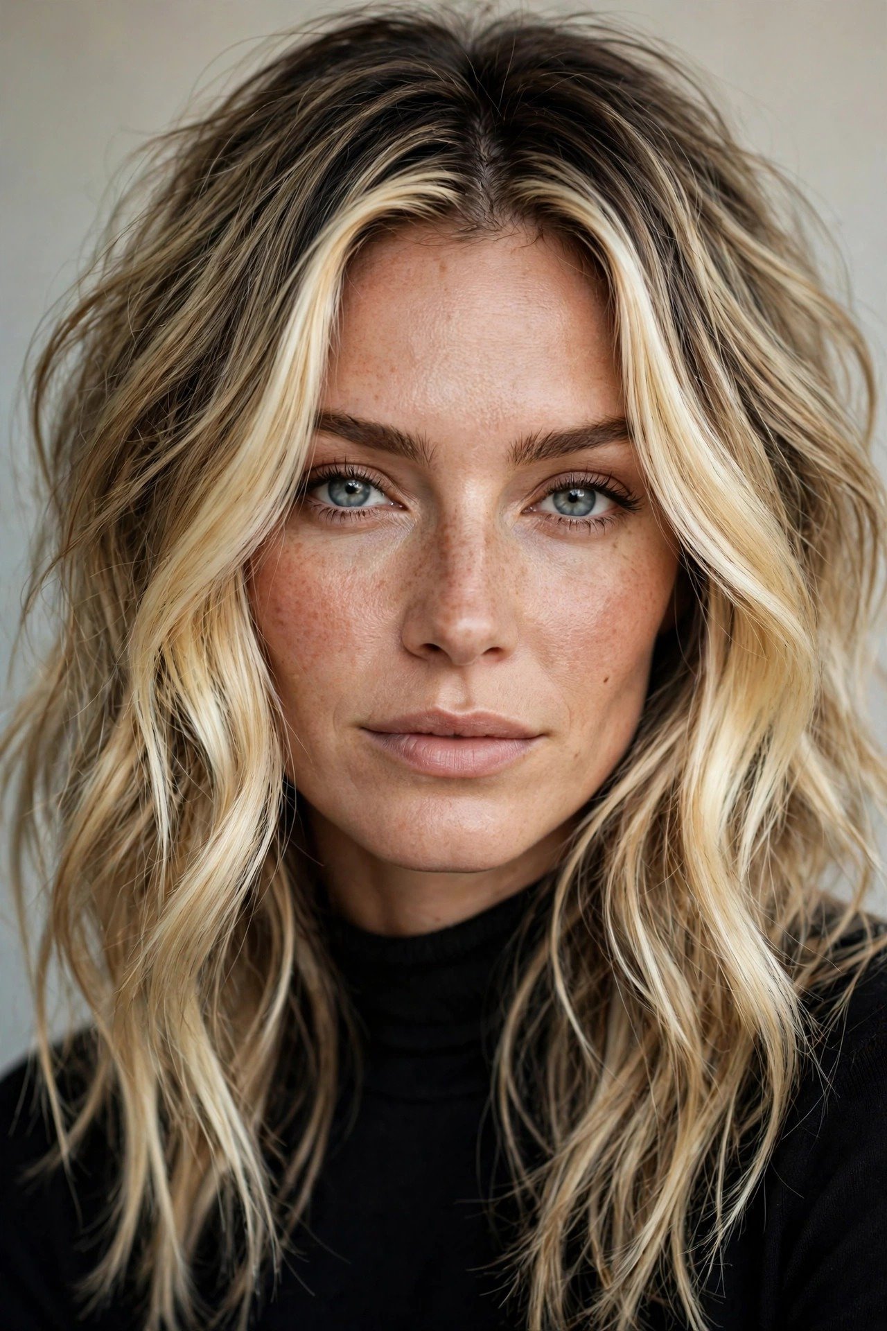 Money-piece lived-in blonde, dimensional blonde with bright face-framing streaks, dark-rooted blonde