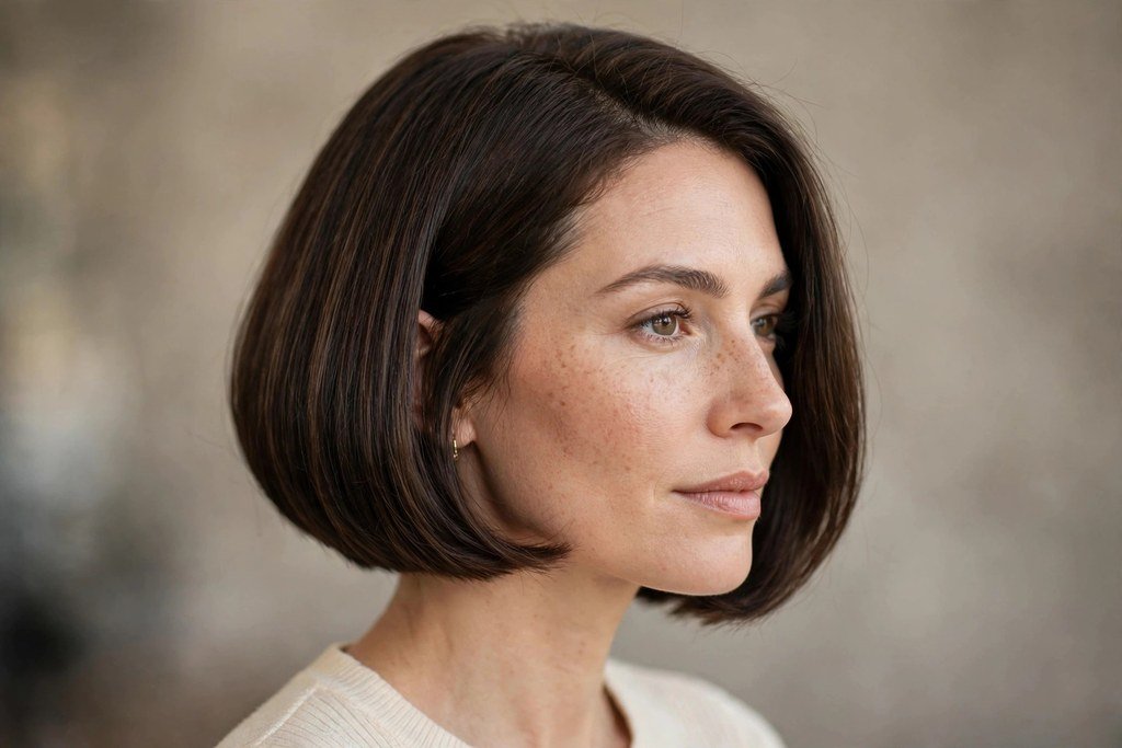 Classic chin-length Italian bob haircut