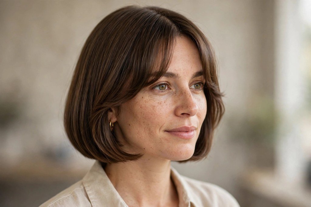 Italian bob with curtain bangs