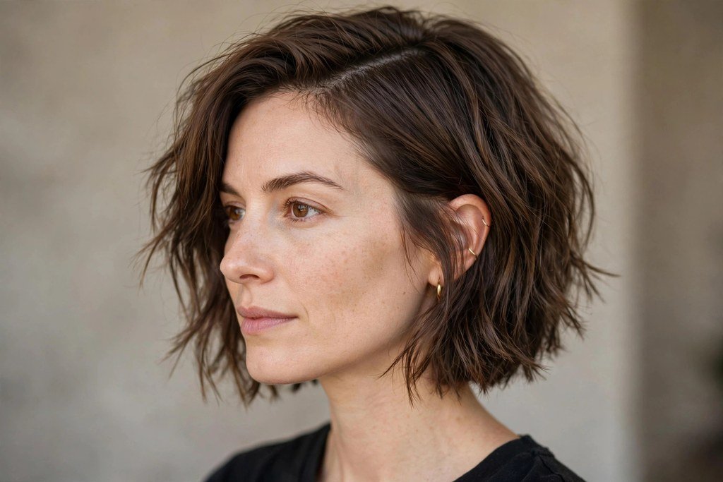 Textured Italian bob with choppy ends