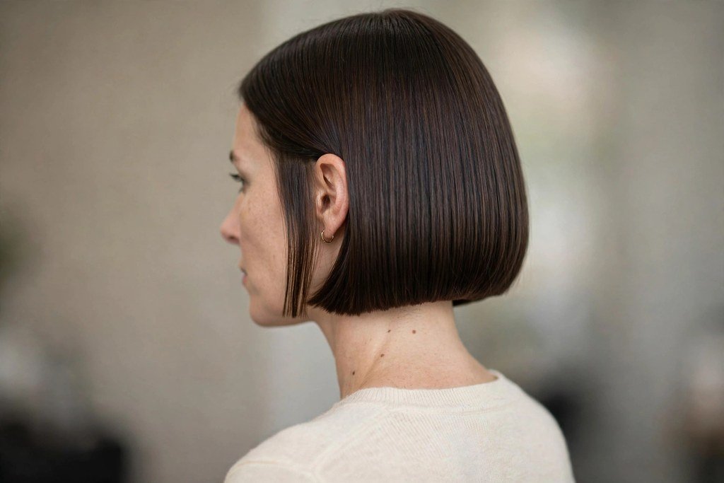 Italian bob with sharp blunt ends