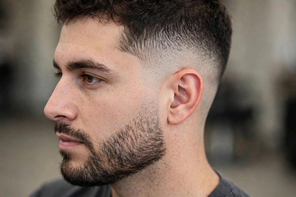 Burst fade with beard fade