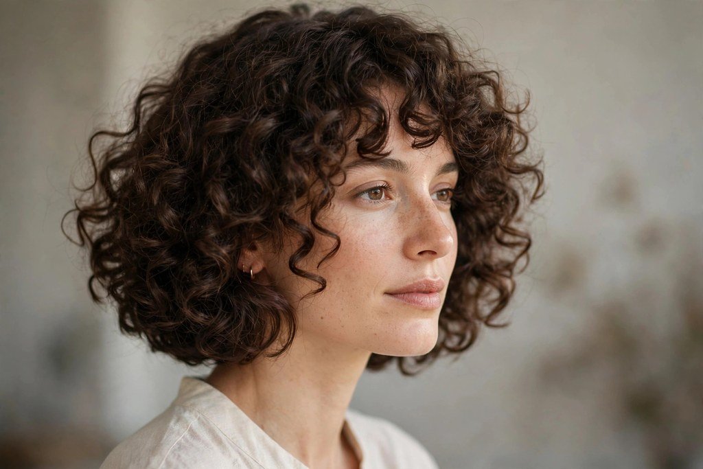 Italian bob on naturally curly hair
