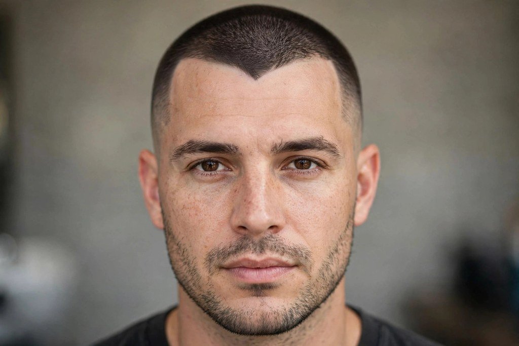 Buzz cut with widow's peak line up
