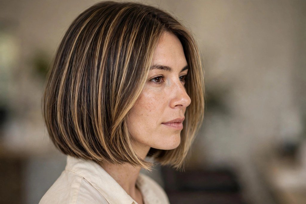 Italian bob with dimensional highlights