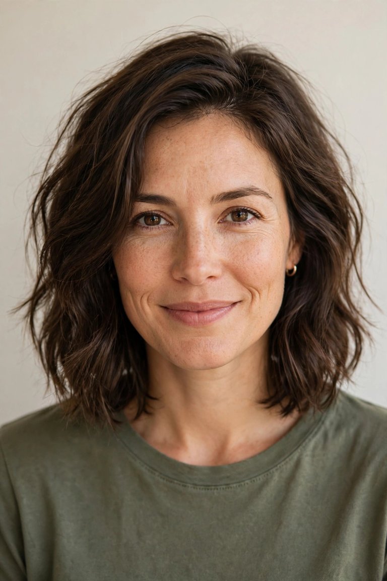 Medium length haircut for busy moms
