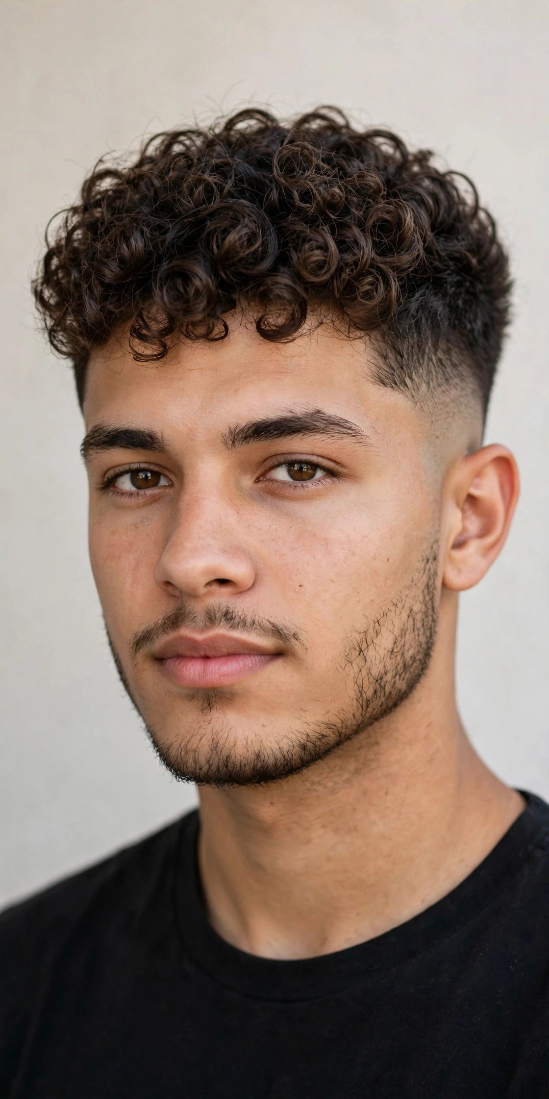 Curly hair taper fade haircut