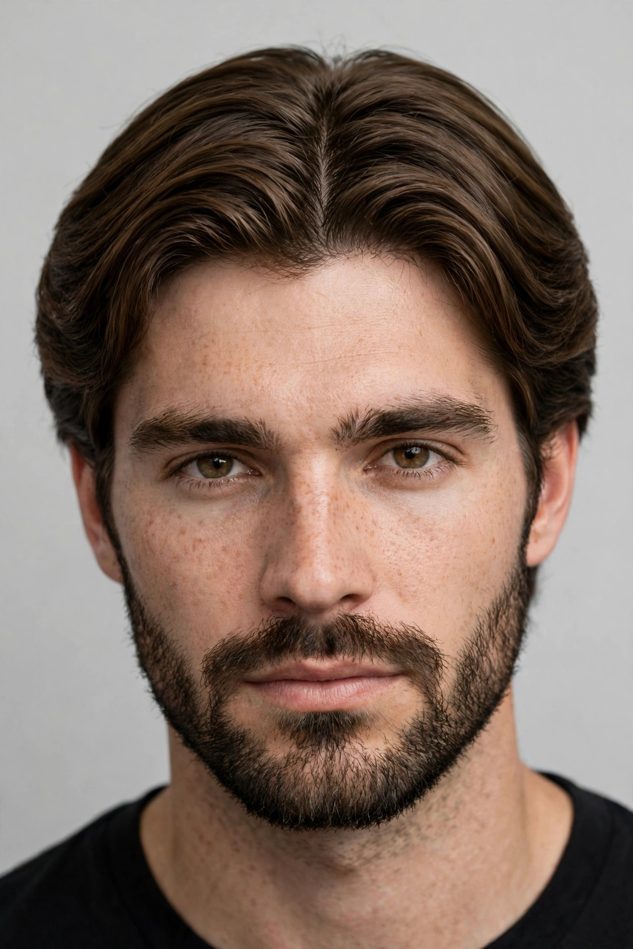 middle part men 14 beard