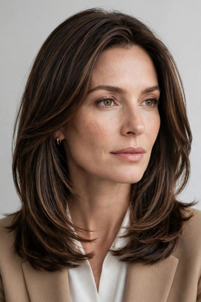Low-maintenance medium haircuts for office women