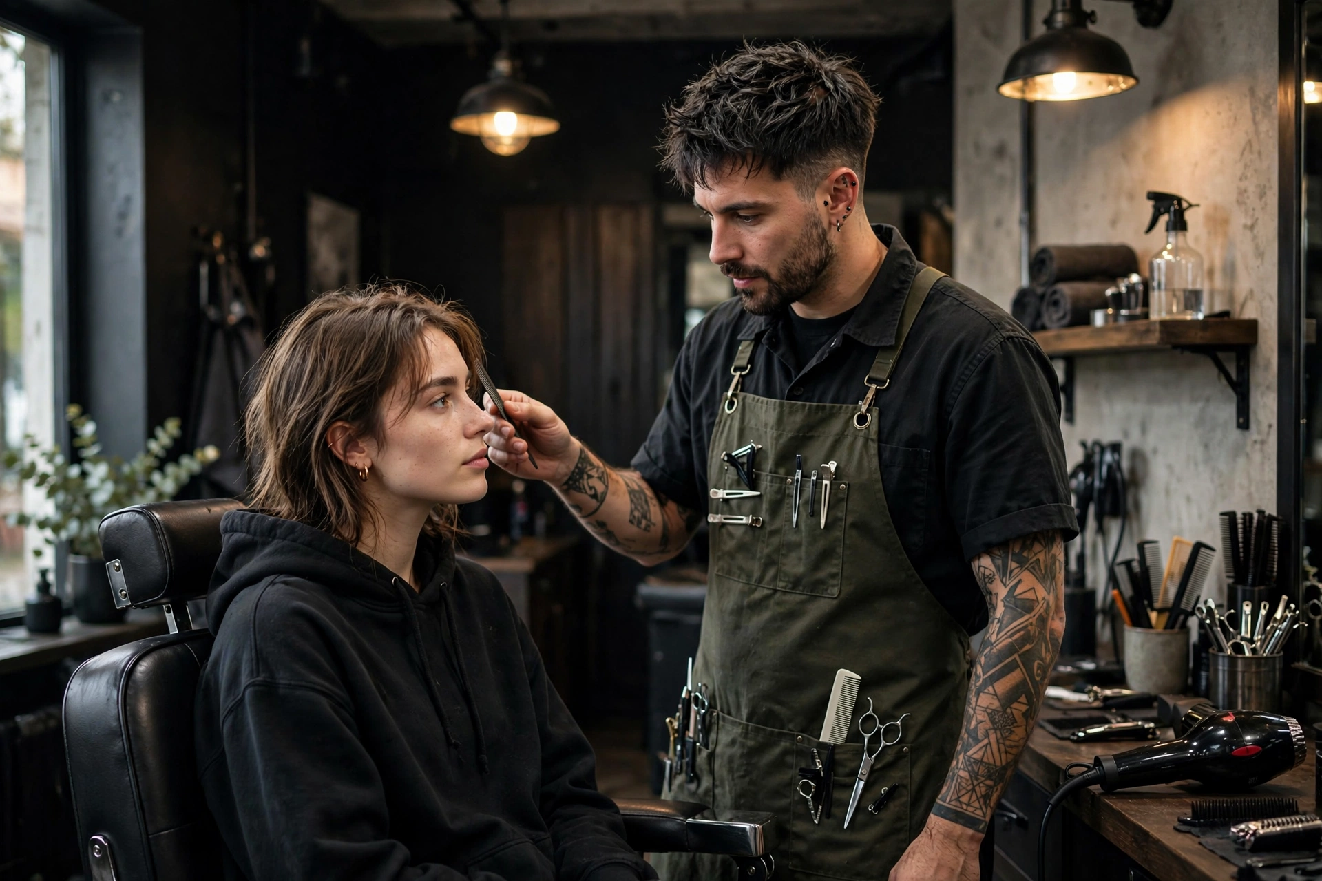 wolf cut men barber