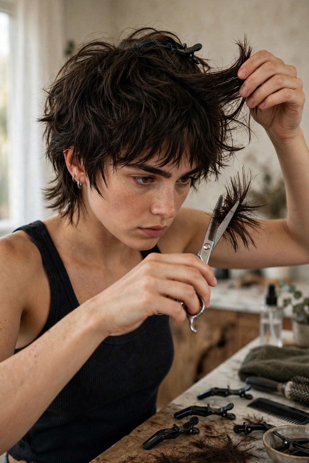 wolf cut men styling