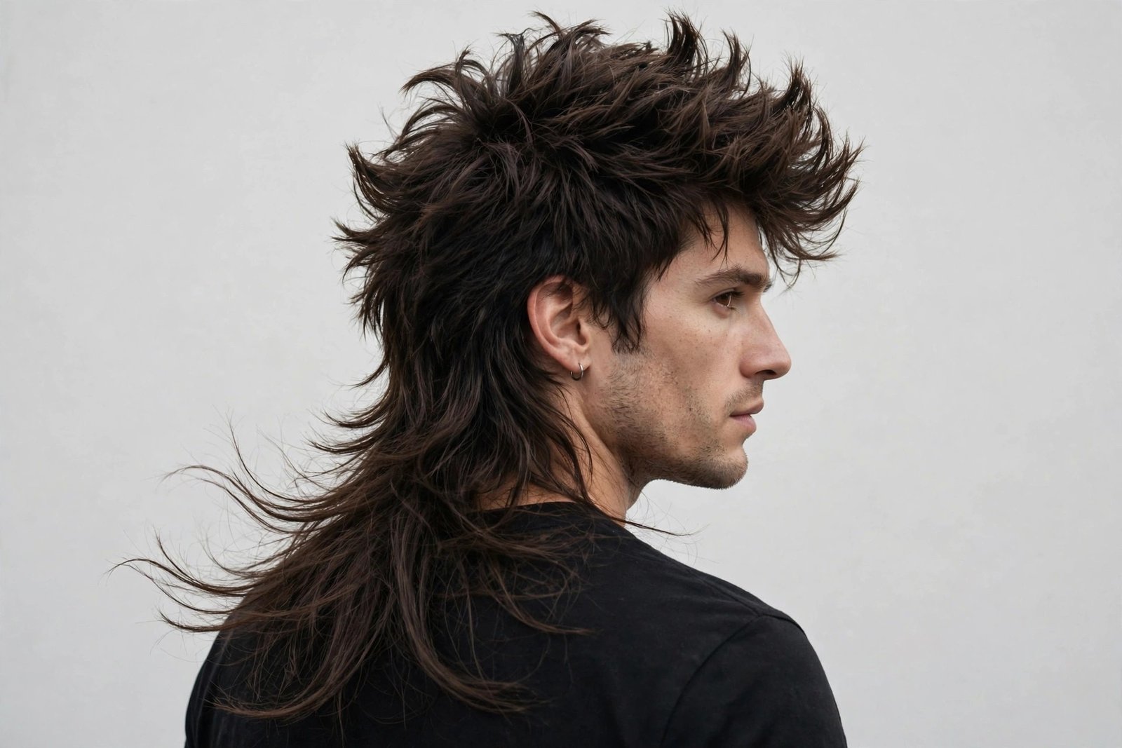 Wolf cut messy mullet hybrid with edgy shaggy layers