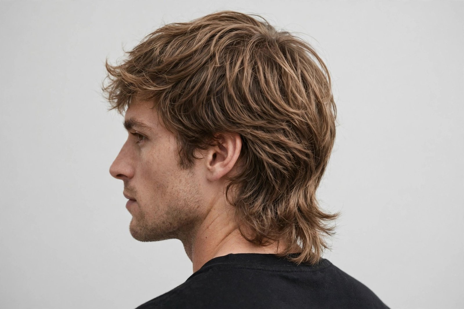 Soft messy mullet with gentle layers and subtle texture