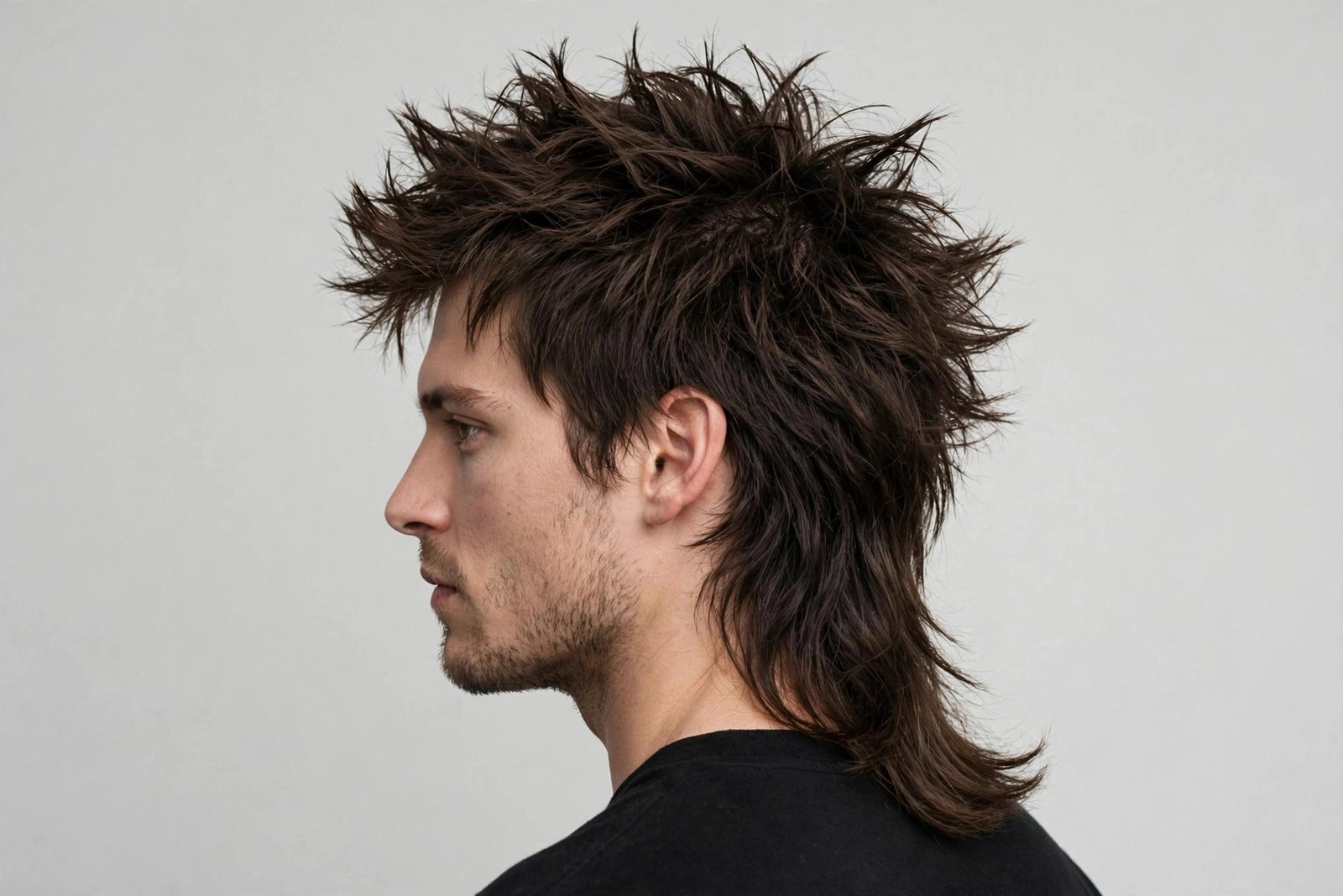 Choppy crown messy mullet with textured top and flowing back