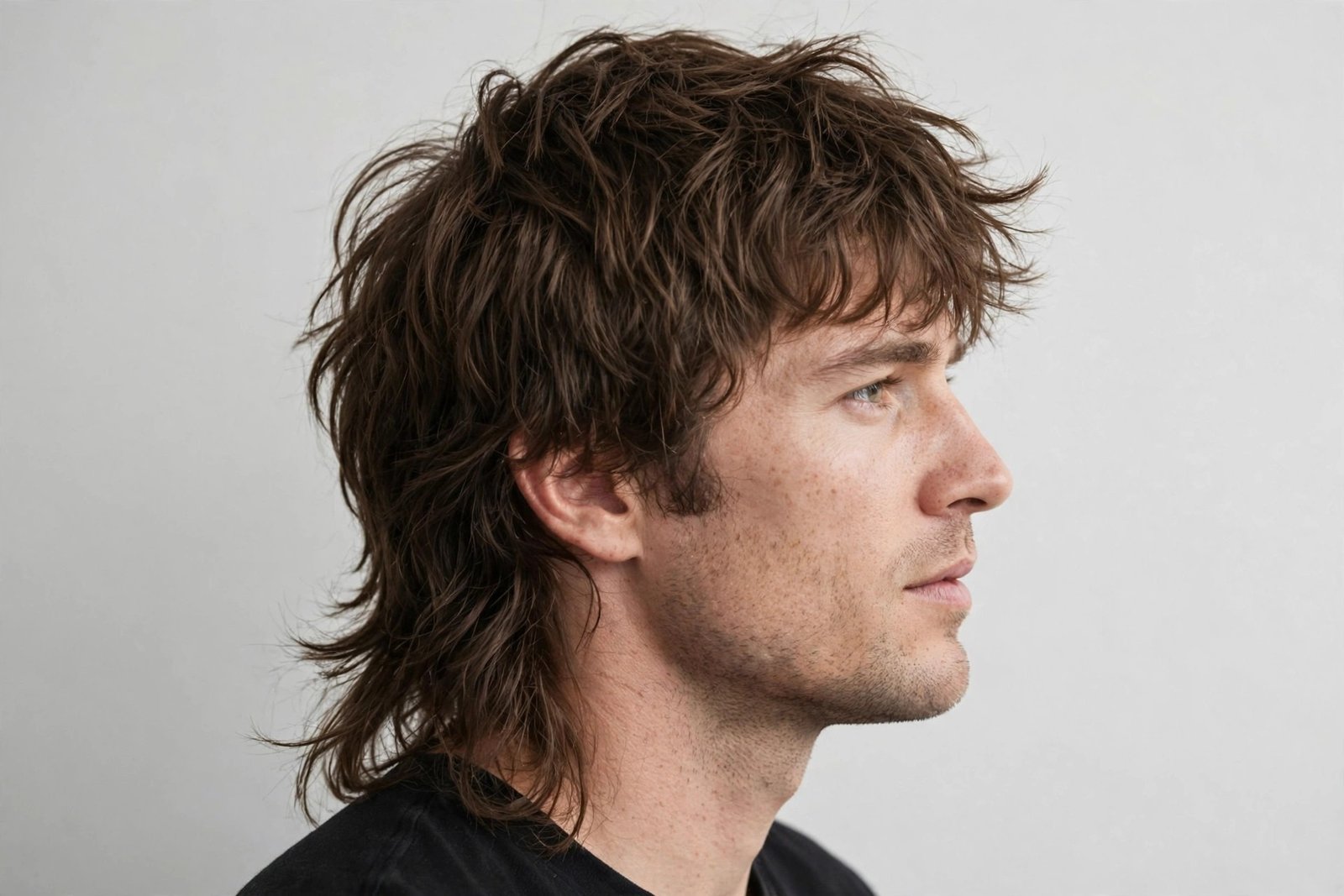 Bedhead messy mullet with tousled just-woke-up texture