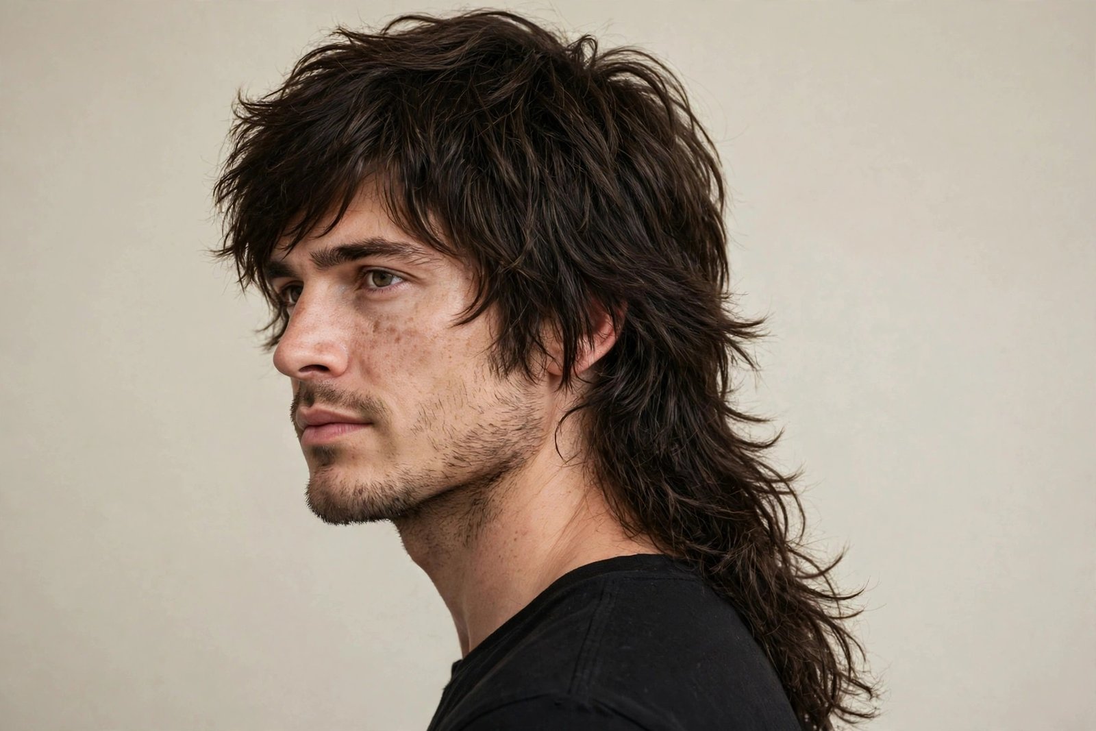 Long layered messy mullet with flowing shaggy lengths