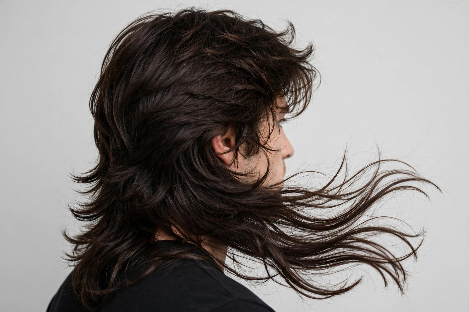 Flowy messy mullet with long moving layers and natural flow