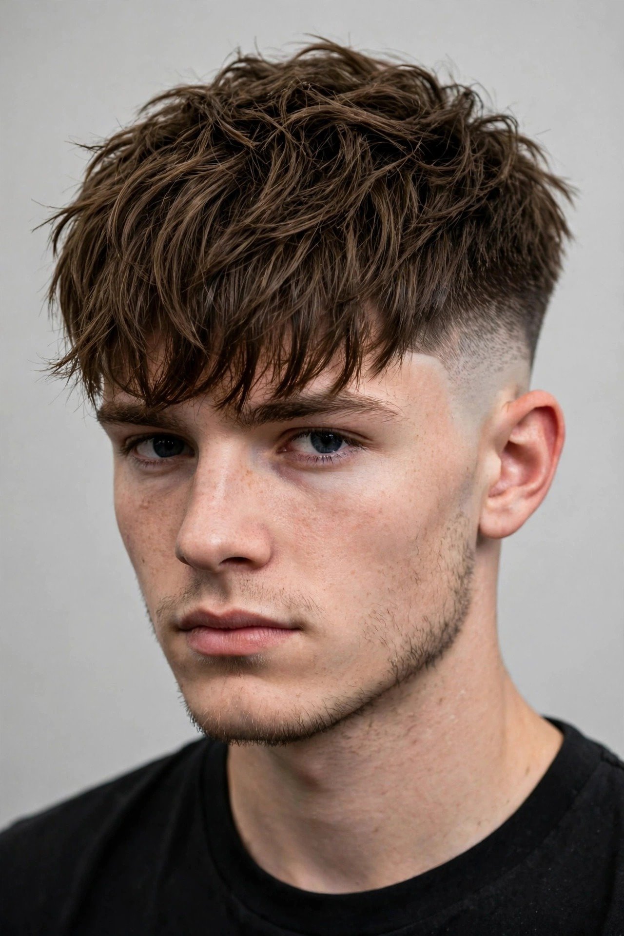 Man with wavy textured mod cut, natural waves forming the rounded silhouette