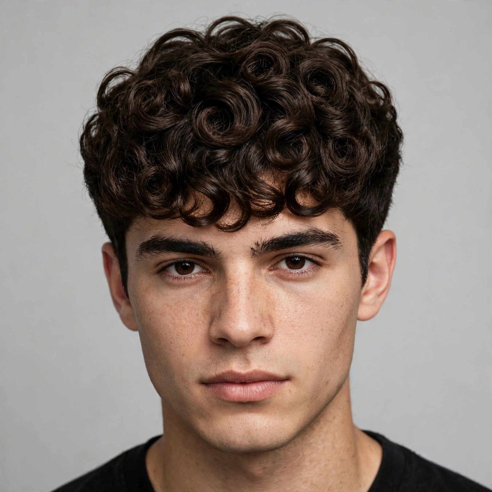 Man with sharp short mod crop, crisp rounded shape with shorter textured fringe