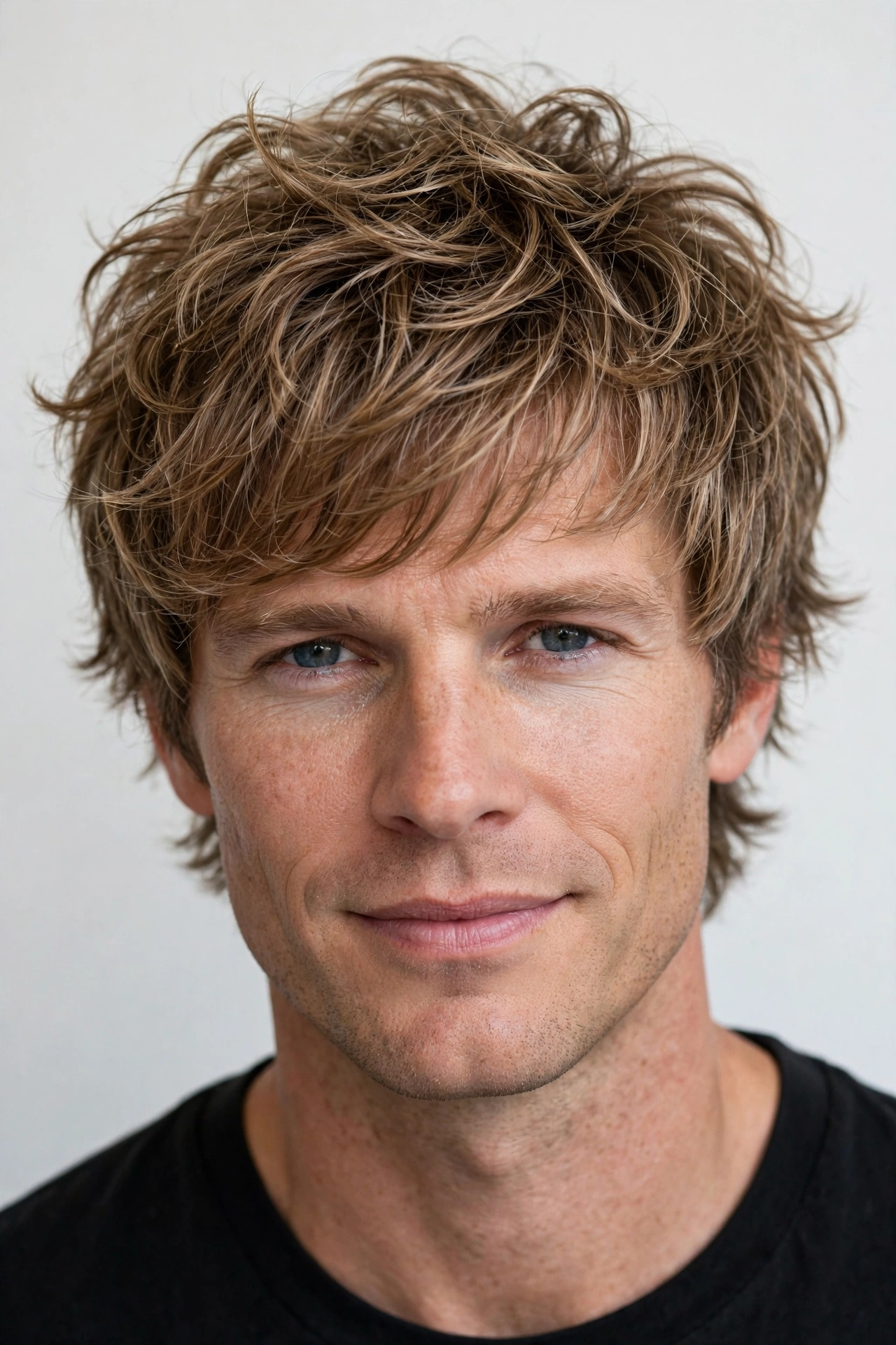male model with fine hair wearing voluminous modern shag cut