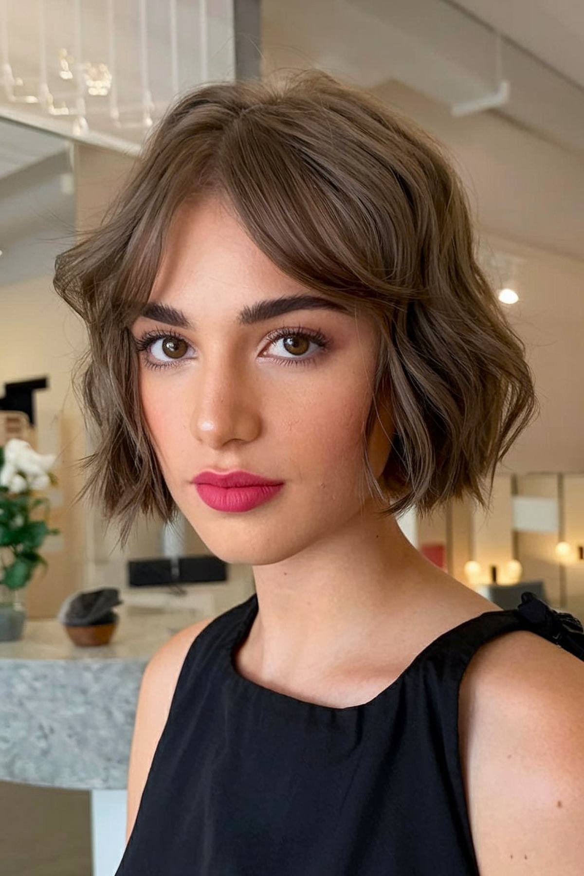 Sun-kissed balayage Riviera bob, brunette to blonde
