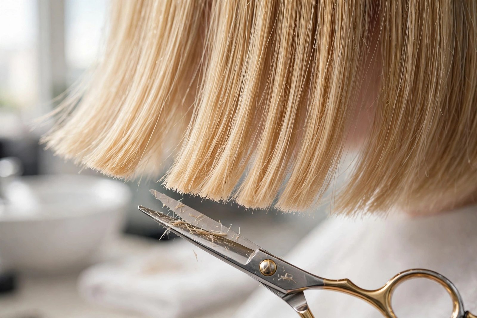 Fresh trim keeping scandi bob ends healthy and sharp