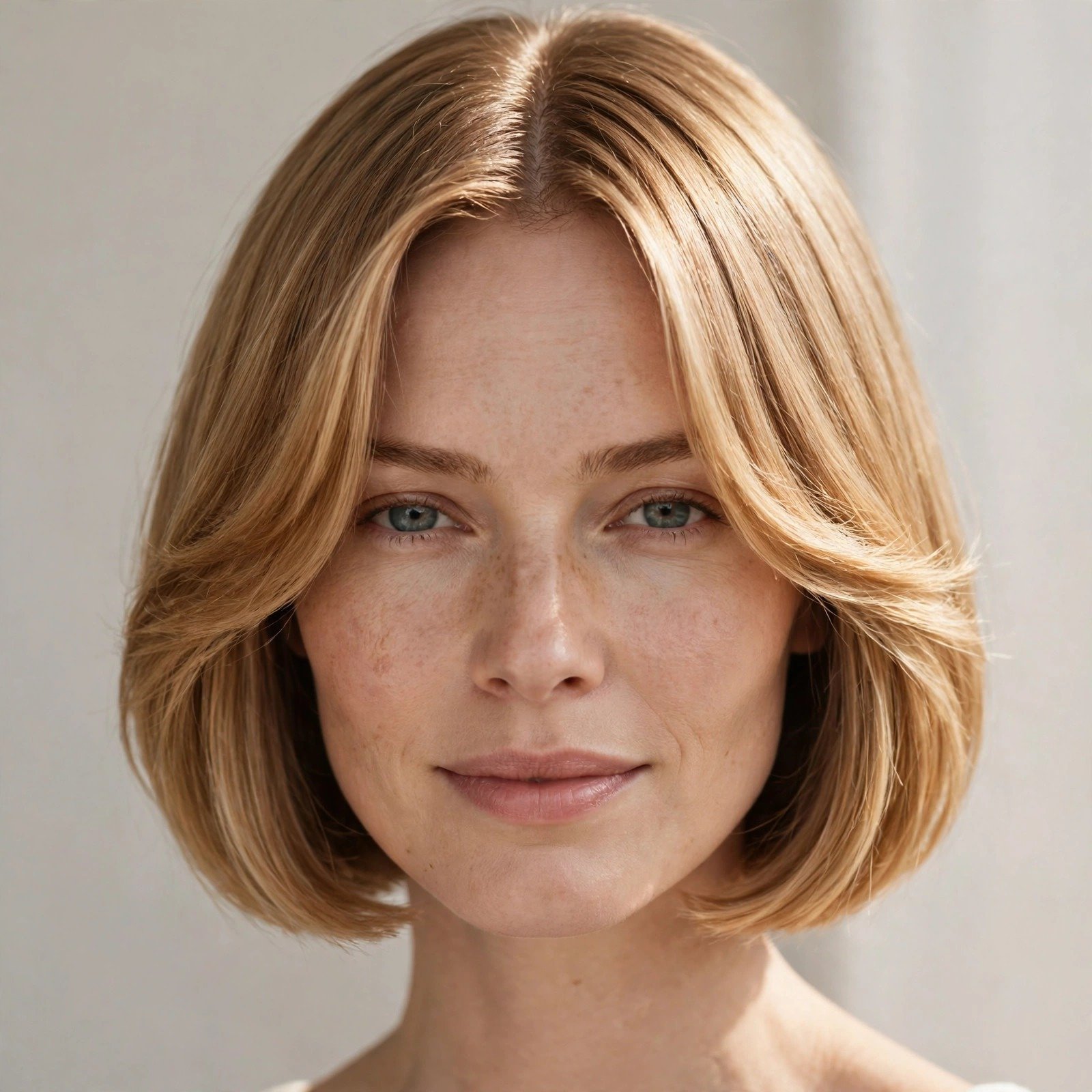 Scandi bob with curtain bangs