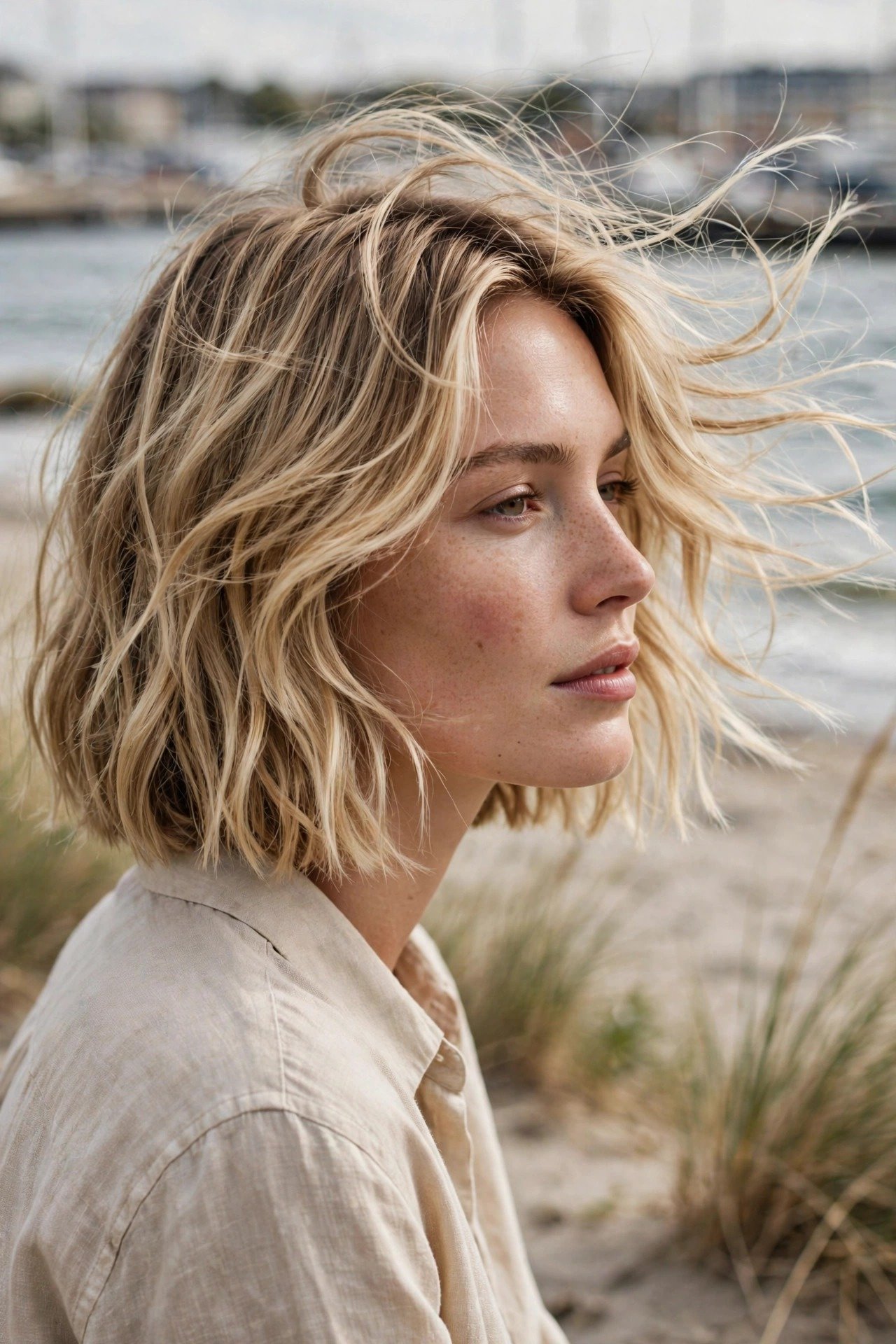 Textured wavy scandi bob with natural movement