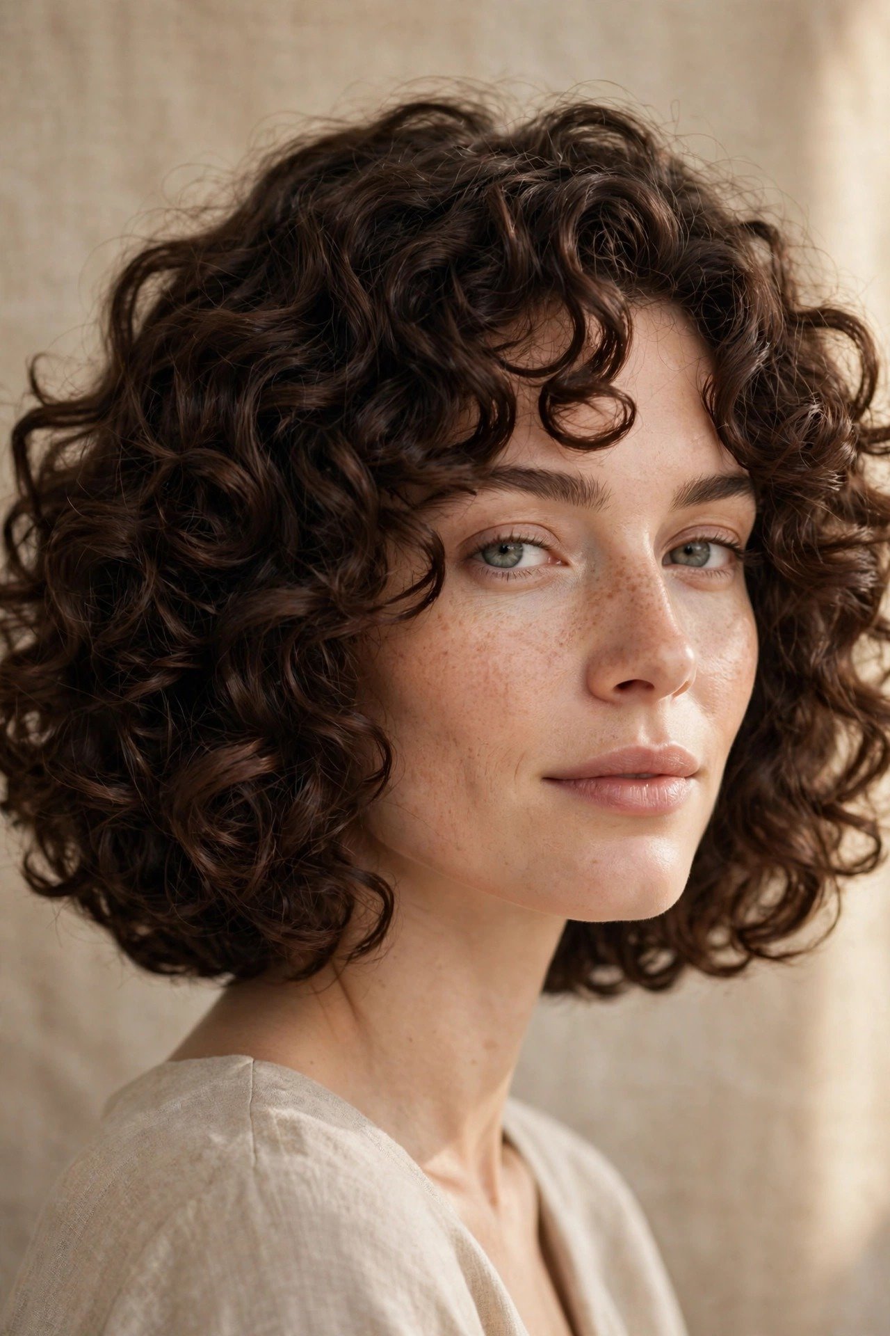 Curly scandi bob with natural bouncy curls