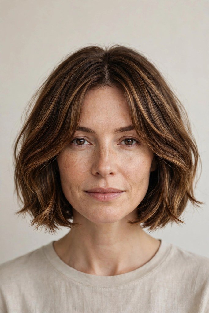 Soft Curtain Bangs Bob